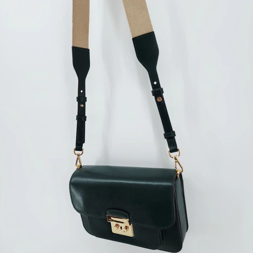 Michael Kors Sloan Editor Dark Green Leather Crossbody Bag Gold Hardware NWOT